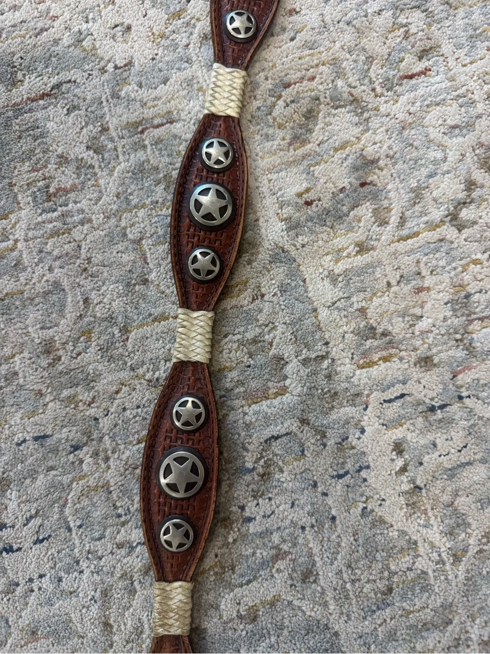 Double J Saddlery Brown Western Concho Leather Belt Length 37 or size Medium